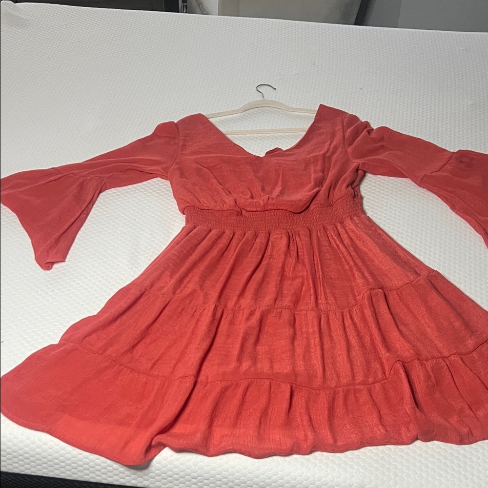 Elegant Coral Midi Dress